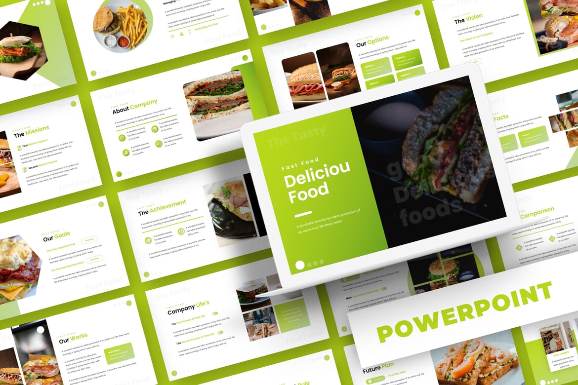 Template PowerPoint Deliciou Food - Kreatif dan Profesional