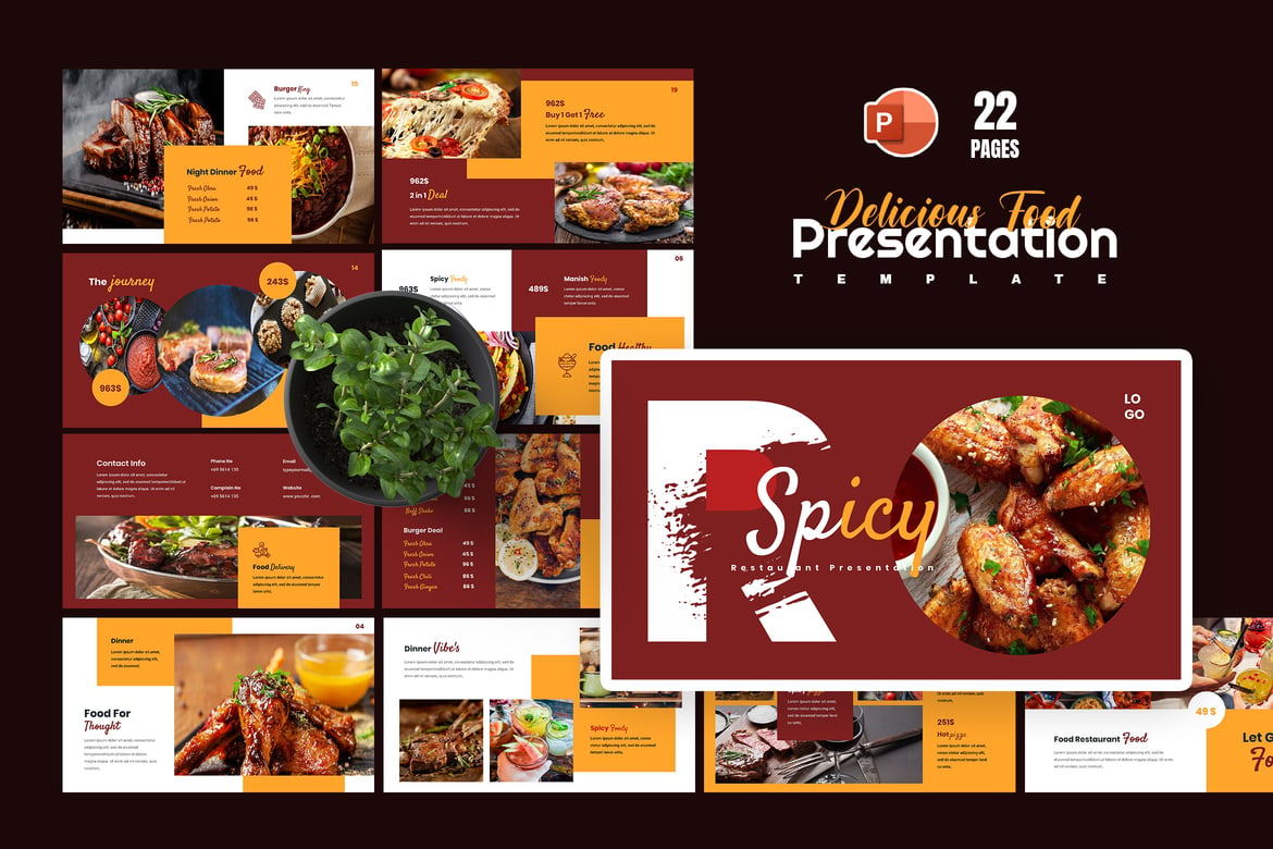 Template Presentasi PowerPoint Makanan yang Lezat dan Menarik
