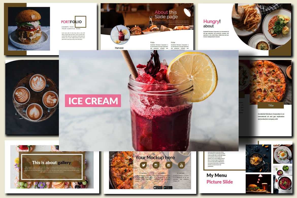 Template Presentasi PowerPoint Makanan Lezat yang Menarik