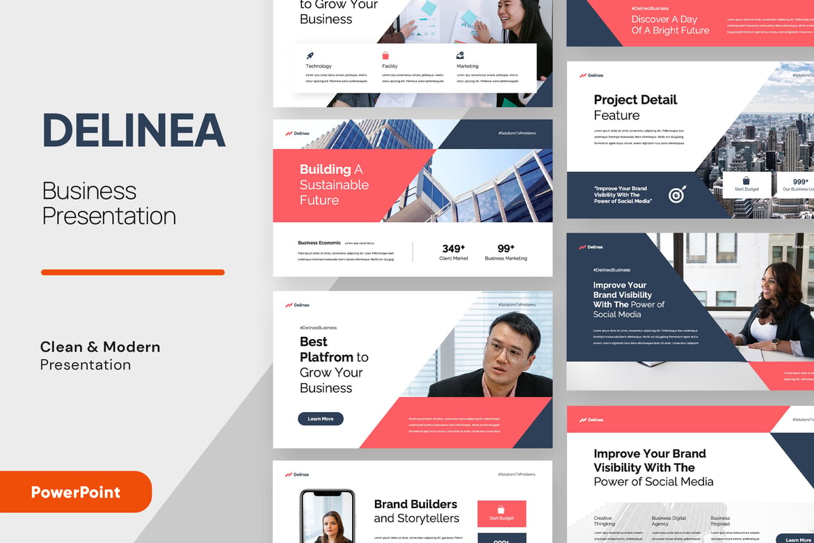Template Powerpoint DELINEA - Presentasi Bisnis yang Menarik