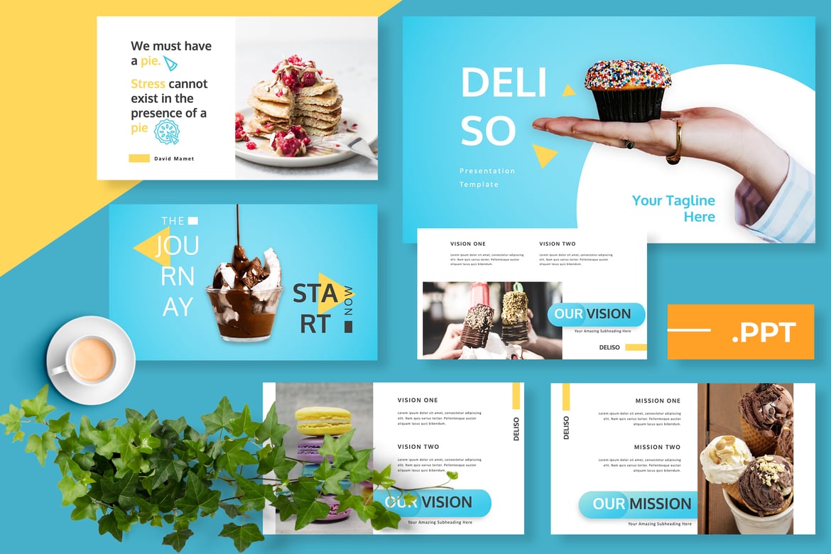 Template Presentasi Powerpoint Deliso untuk Restoran yang Modern dan Kreatif