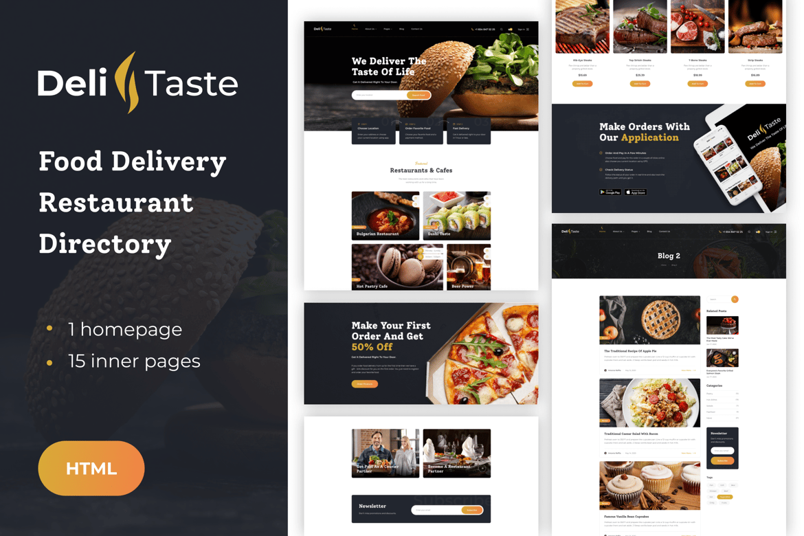 DeliTaste - Template Website Pengiriman Makanan yang Menarik