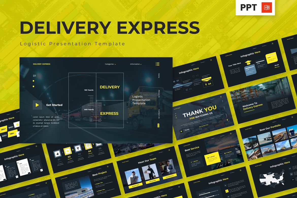Template Presentasi PowerPoint Pengiriman Cepat - Solusi Logistik Menarik