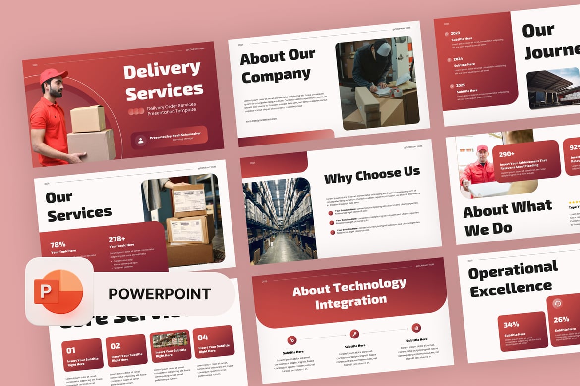 Template Presentasi PowerPoint Layanan Pengiriman yang Menarik