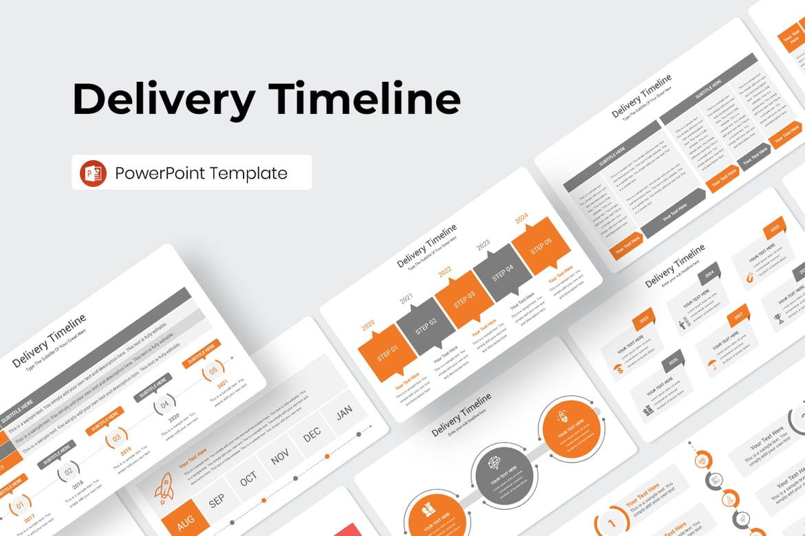 Template PowerPoint Garis Waktu Pengiriman yang Menarik