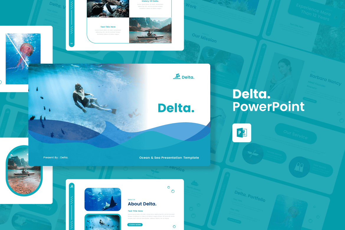 Template Presentasi PowerPoint Delta - Tema Laut dan Samudera