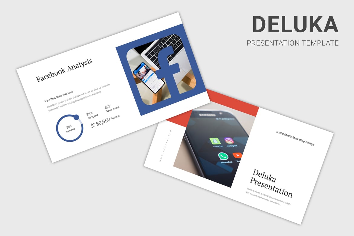 Deluka - Template Presentasi PowerPoint untuk Pemasaran Media Sosial