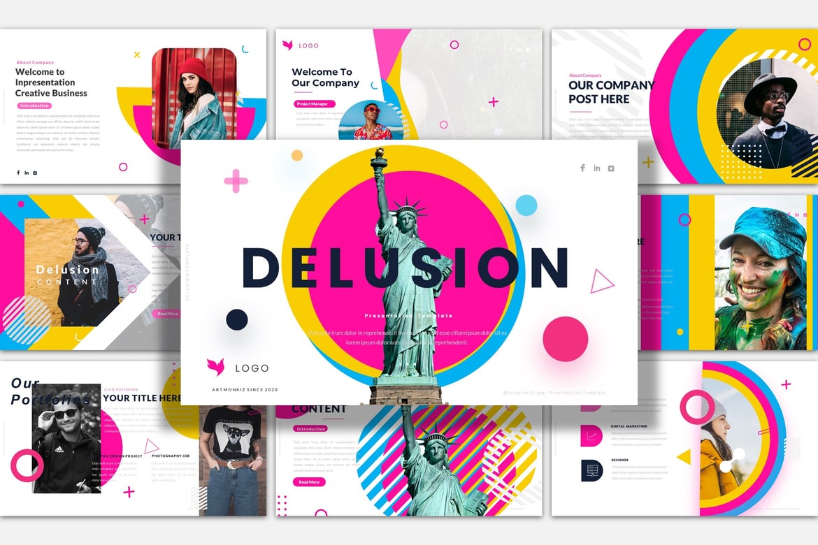 Template Presentasi PowerPoint Delusion Slides yang Menarik