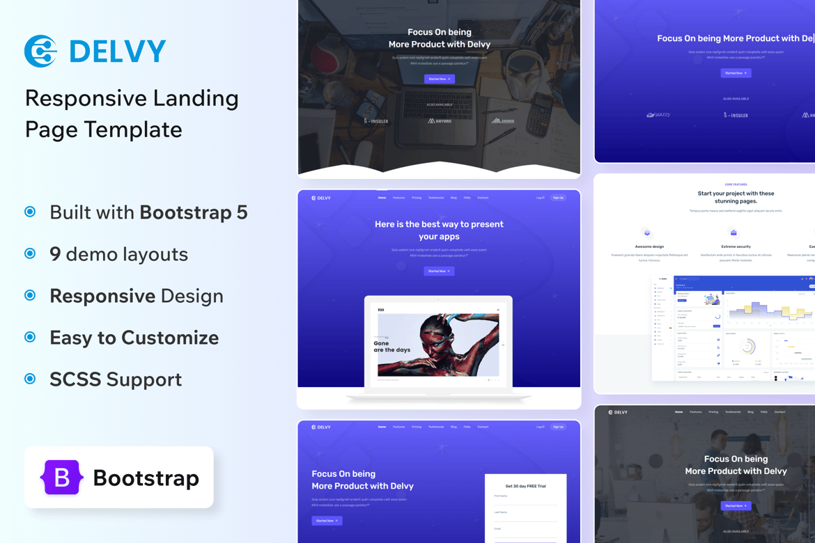 Delvy - Template Website Landing Page Responsif dan Modern