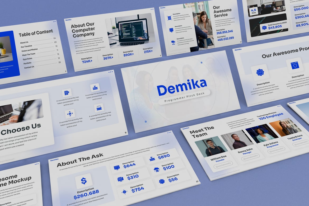 Template PowerPoint Demika - Solusi Presentasi Teknologi yang Modern