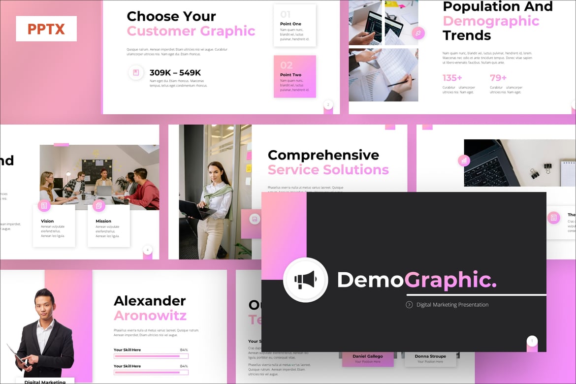Template PowerPoint Presentasi Bisnis DemoGraphic yang Menarik