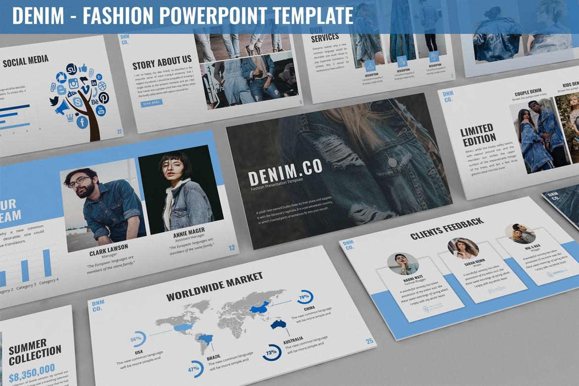 Template Powerpoint Denim - Gaya Fashion Modern