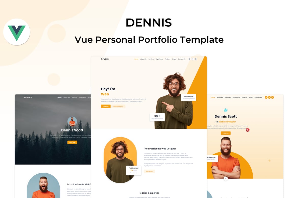 Dennis - Template Website Portfolio Pribadi yang Minimalis dan Responsif