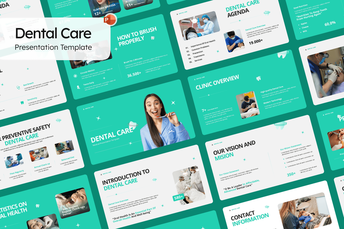 Template Presentasi PowerPoint Perawatan Gigi yang Menarik dan Profesional