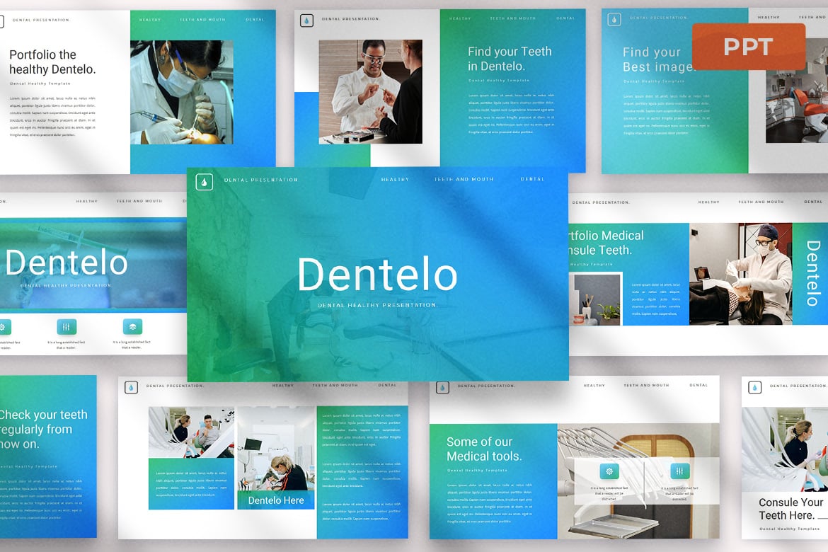 Template Presentasi PowerPoint Dentelo yang Modern dan Elegan
