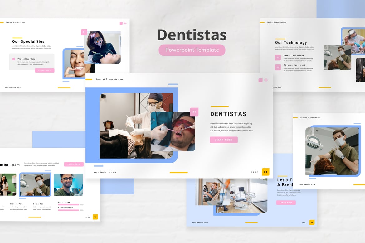 Template Presentasi PowerPoint Klinik Gigi Dentistas yang Modern dan Elegan