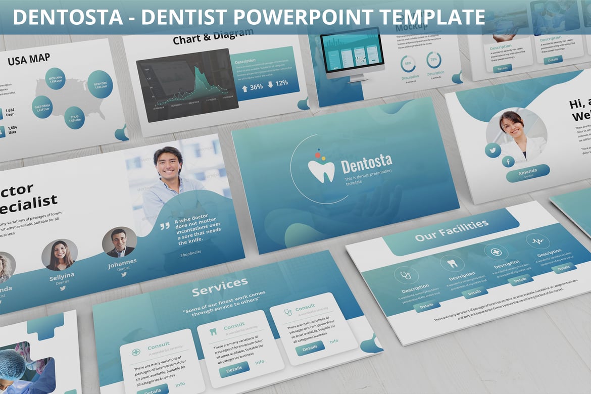 Template Powerpoint Dentosta - Presentasi Modern untuk Dokter Gigi