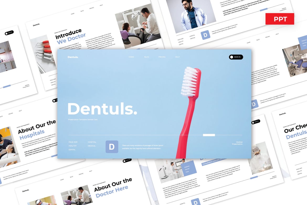 Template Presentasi Medis Dentuls - PowerPoint yang Kreatif dan Modern