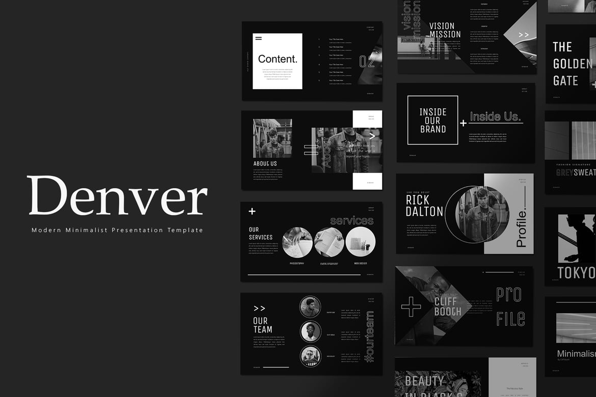 Template PowerPoint Presentasi Denver yang Kreatif dan Multifungsi