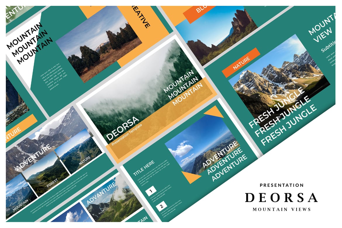 Template PowerPoint Deorsa: Pesona Alam dengan Pemandangan Gunung