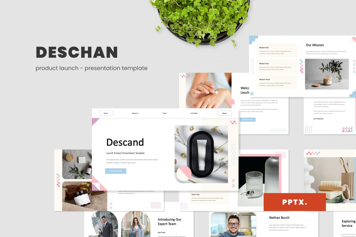 Template Presentasi Powerpoint Peluncuran Produk Deschan yang Menarik