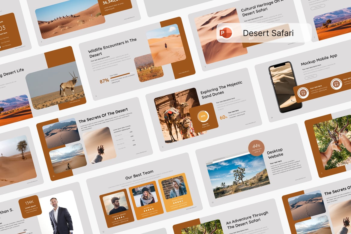 Template Presentasi PowerPoint Safari Gurun yang Menarik