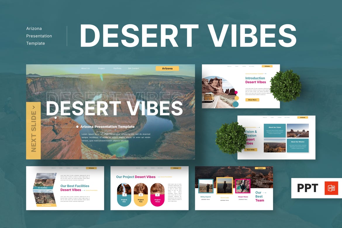 Template PowerPoint Desert Vibes - Nuansa Alam Arizona yang Menawan