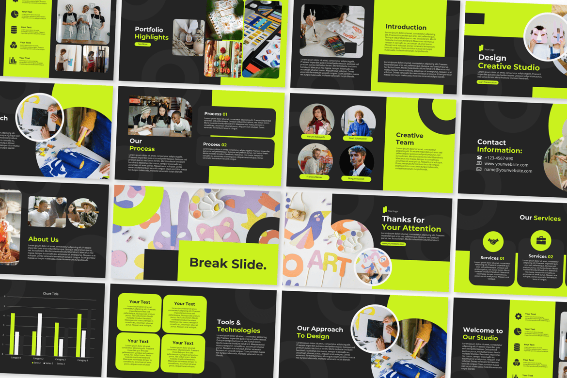 Template Presentasi Powerpoint Studio Kreatif yang Modern dan Profesional