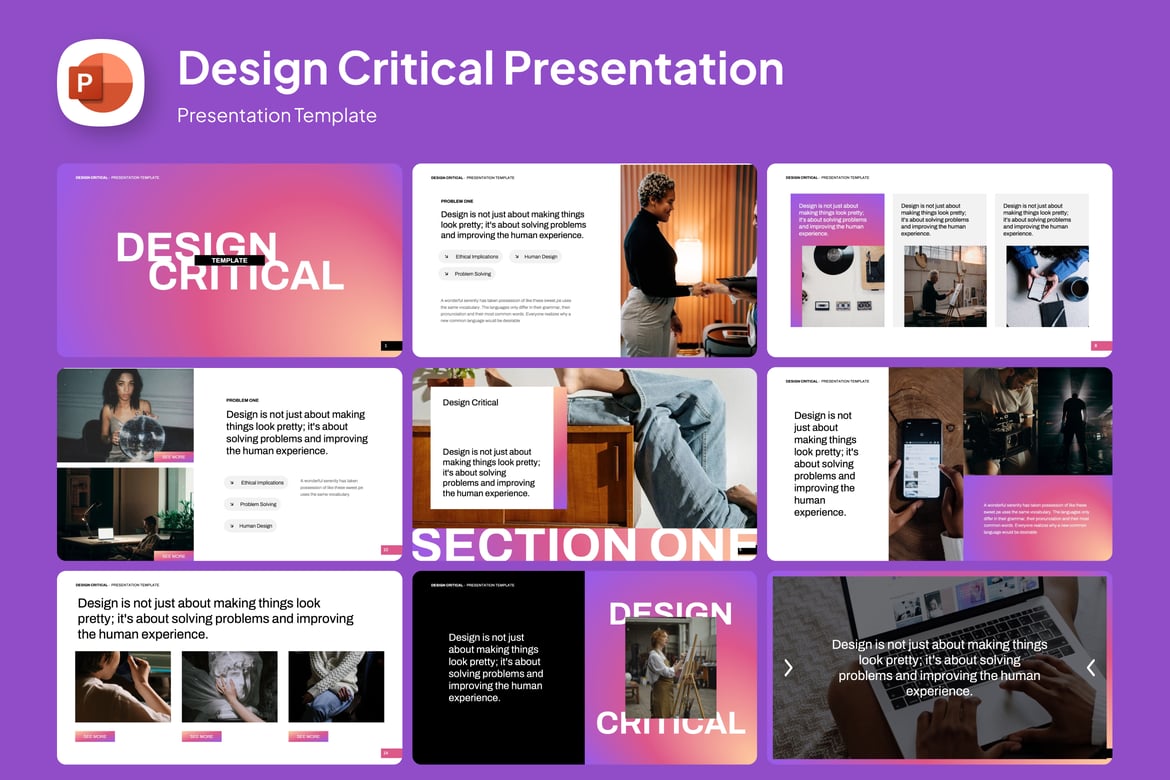 Template PowerPoint Desain Kritis yang Menarik
