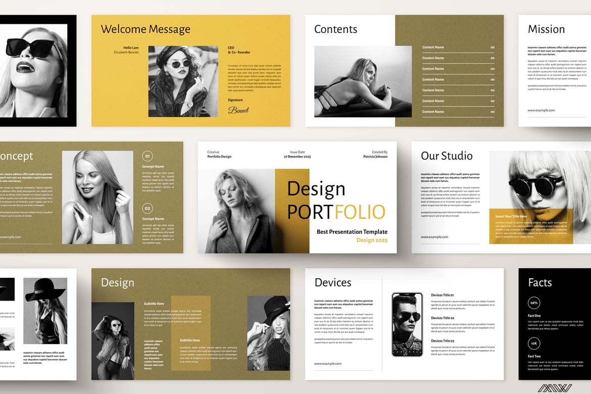 Template Presentasi PowerPoint Portofolio Desain yang Menarik