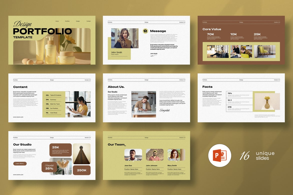 Template Presentasi PowerPoint Portofolio Desain yang Menarik