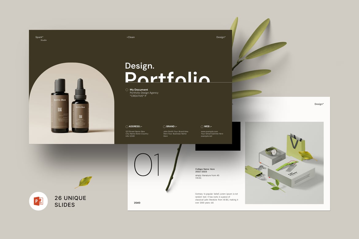 Template PowerPoint Portofolio Desain yang Elegan dan Profesional
