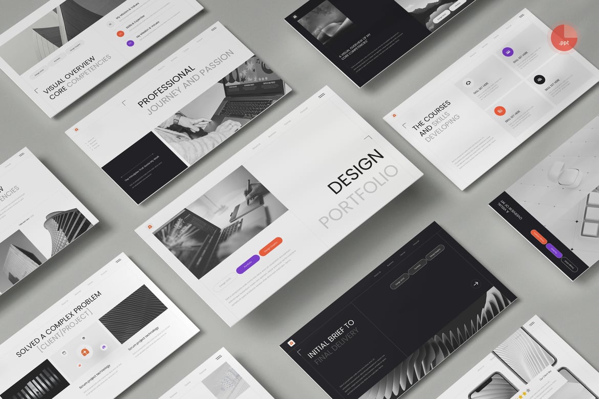 Template Presentasi PowerPoint Portofolio Desain yang Menarik