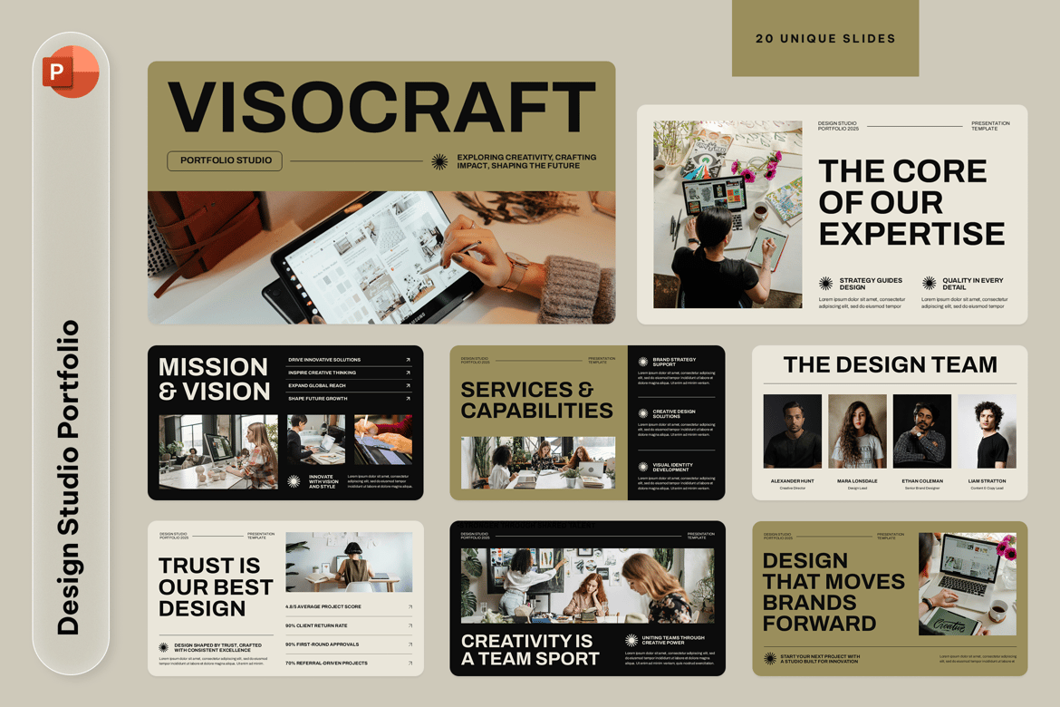 Template Presentasi Portofolio Studio Desain yang Menarik