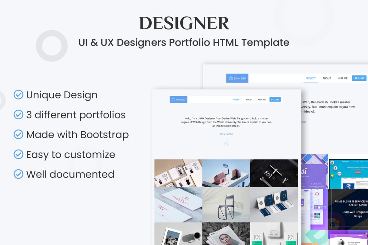 Template Web Portfolio UI & UX Profesional untuk Desainer