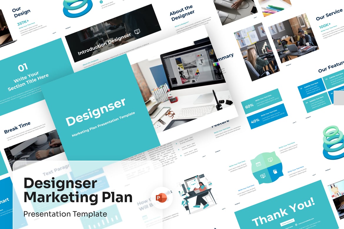 Template Presentasi Rencana Pemasaran Designser yang Menarik