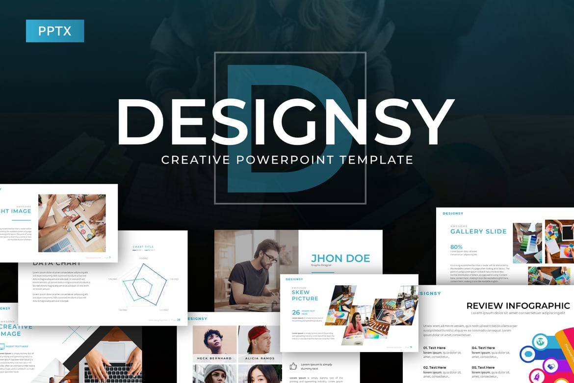 Template Presentasi PowerPoint Kreatif Designsy yang Menarik