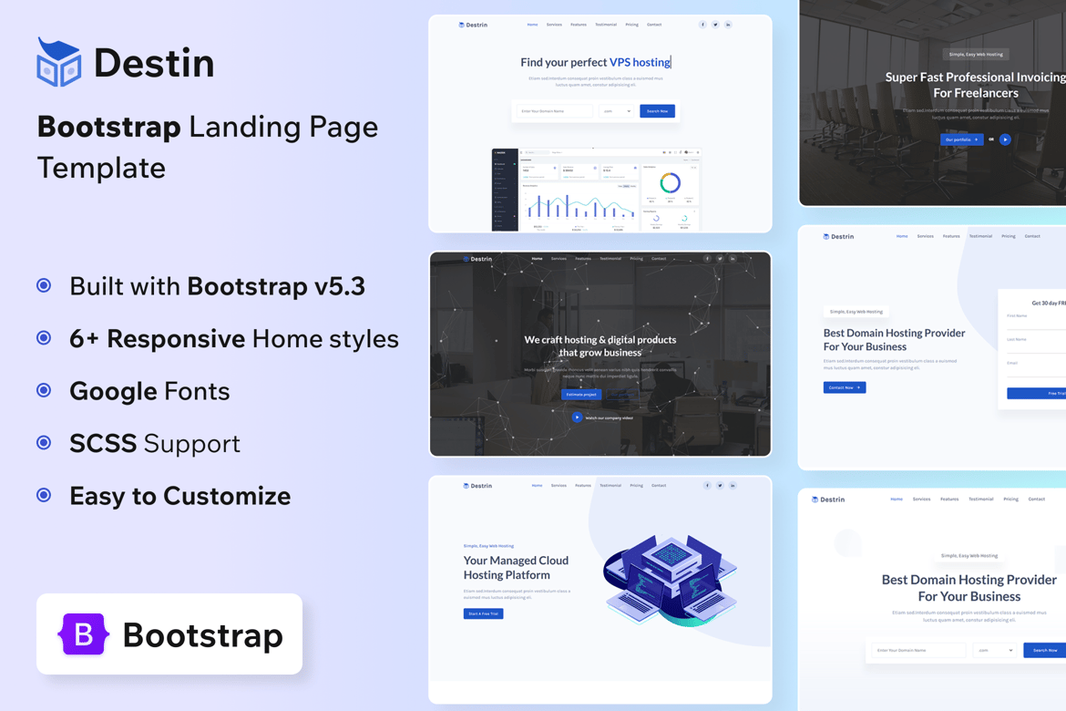 Destin - Template Website Landing Page Bootstrap 5 yang Modern dan Responsif