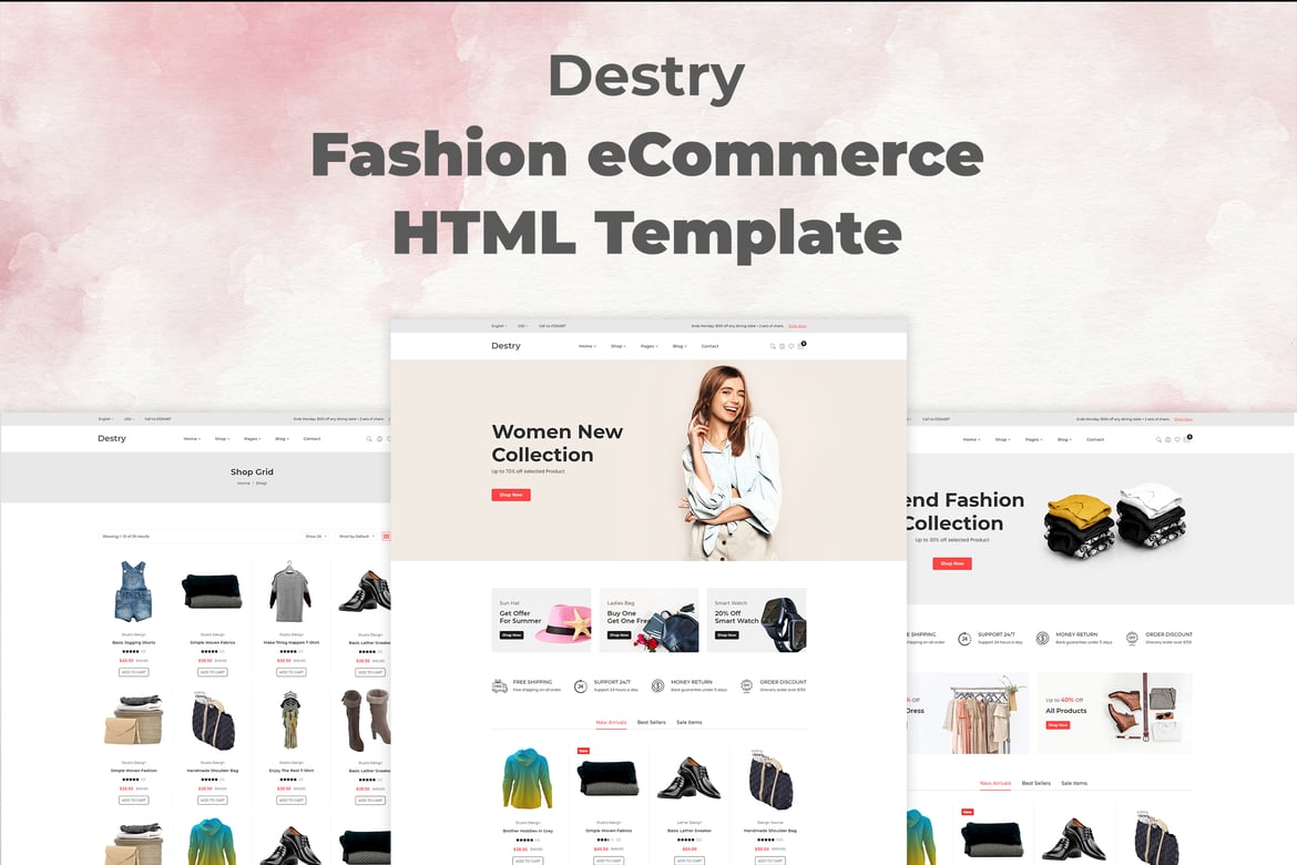 Destry - Template Website eCommerce Fashion yang Modern dan Profesional