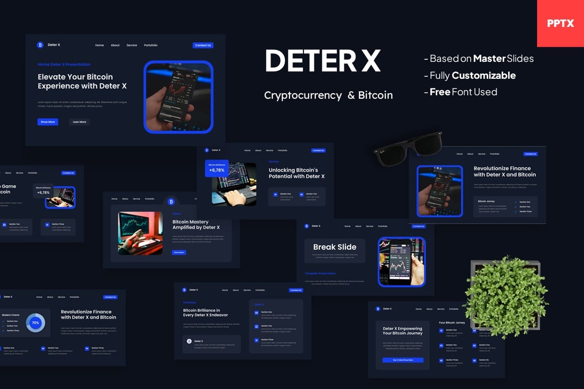 Deter X - Template Powerpoint Cryptocurrency & Bitcoin yang Modern