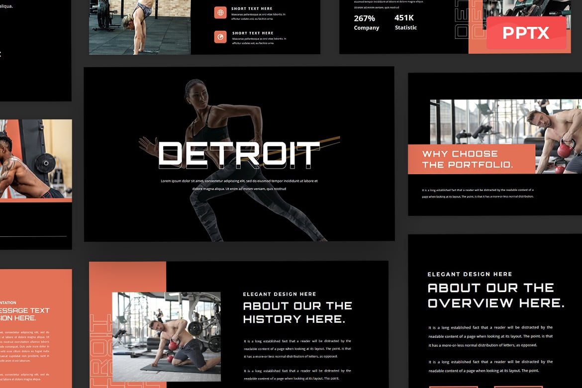 Template Presentasi PowerPoint Detroit yang Modern dan Elegan