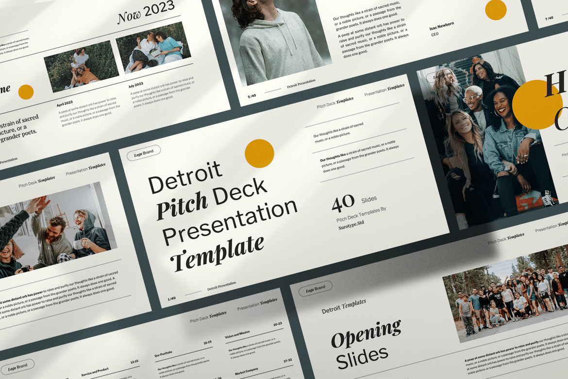 Template Presentasi PowerPoint Detroit - Desain Minimalis dan Modern