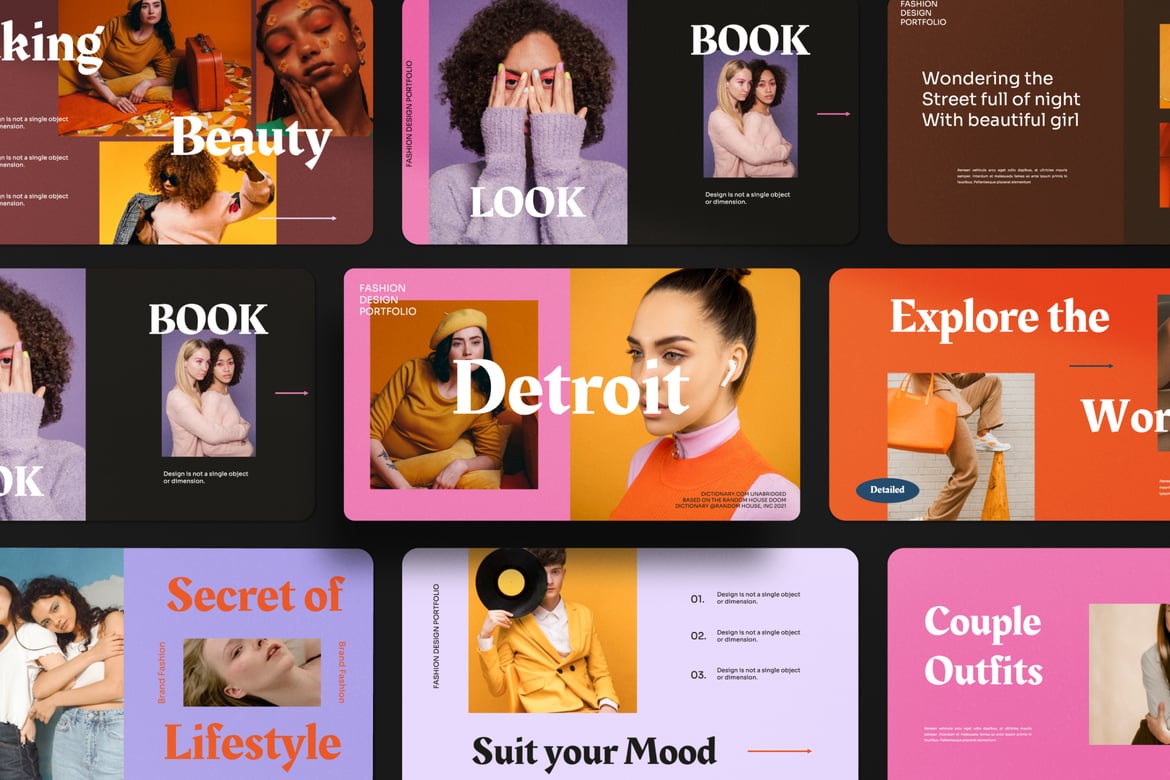 Template PowerPoint Presentasi Detroit yang Kreatif dan Multifungsi