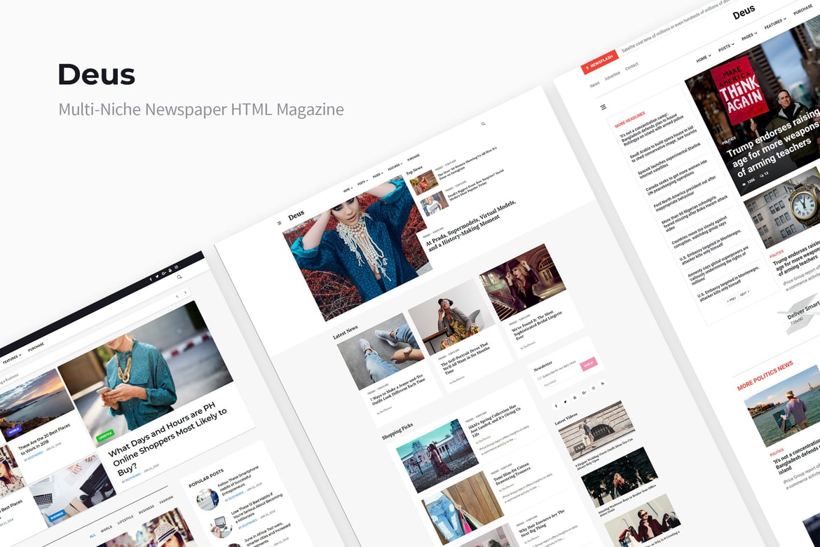 Deus | Template Website Majalah Berita Multi-Niche yang Menarik