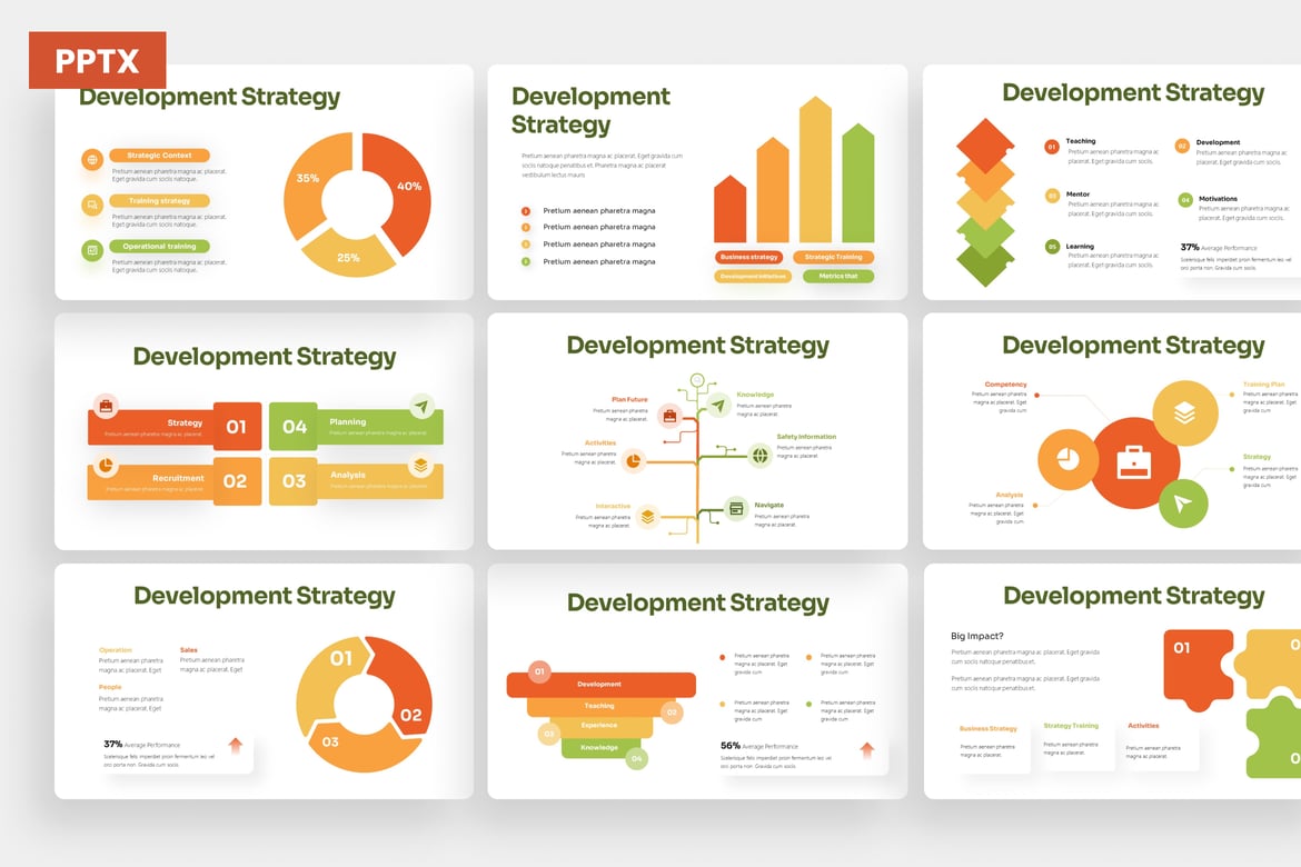 Template PowerPoint Infografis Strategi Pengembangan yang Menarik