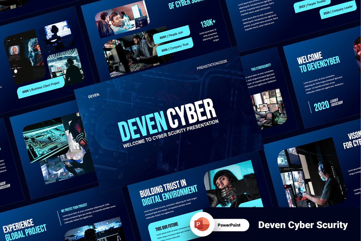 Template PowerPoint Deven – Solusi Presentasi Keamanan Siber yang Menarik