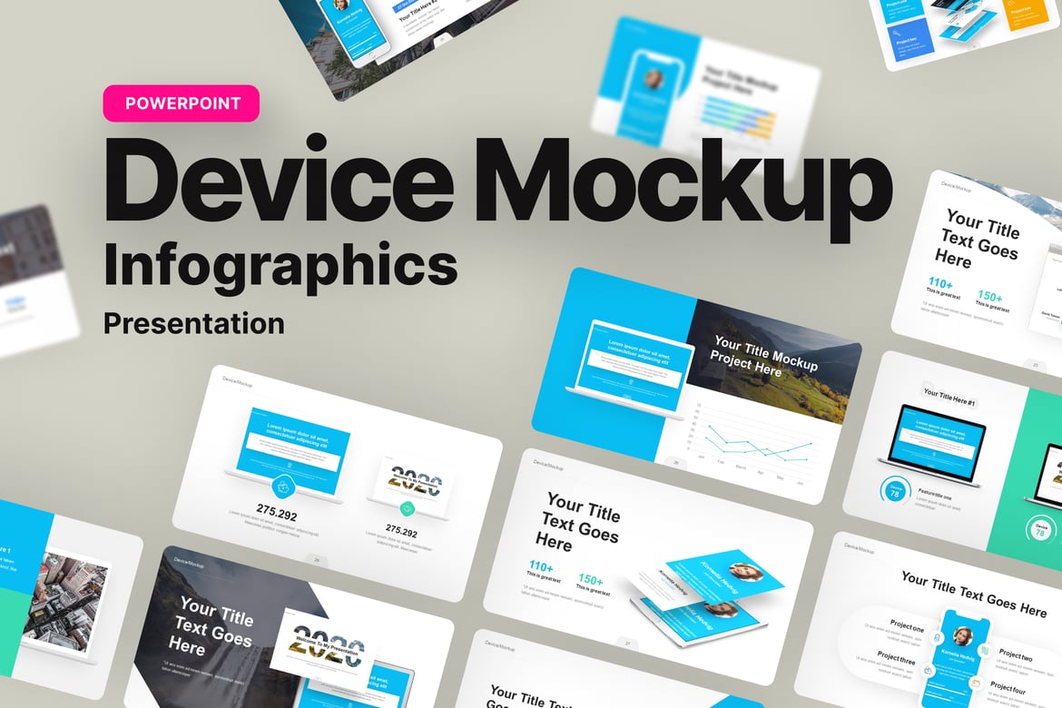 Template Presentasi PowerPoint Mockup Perangkat