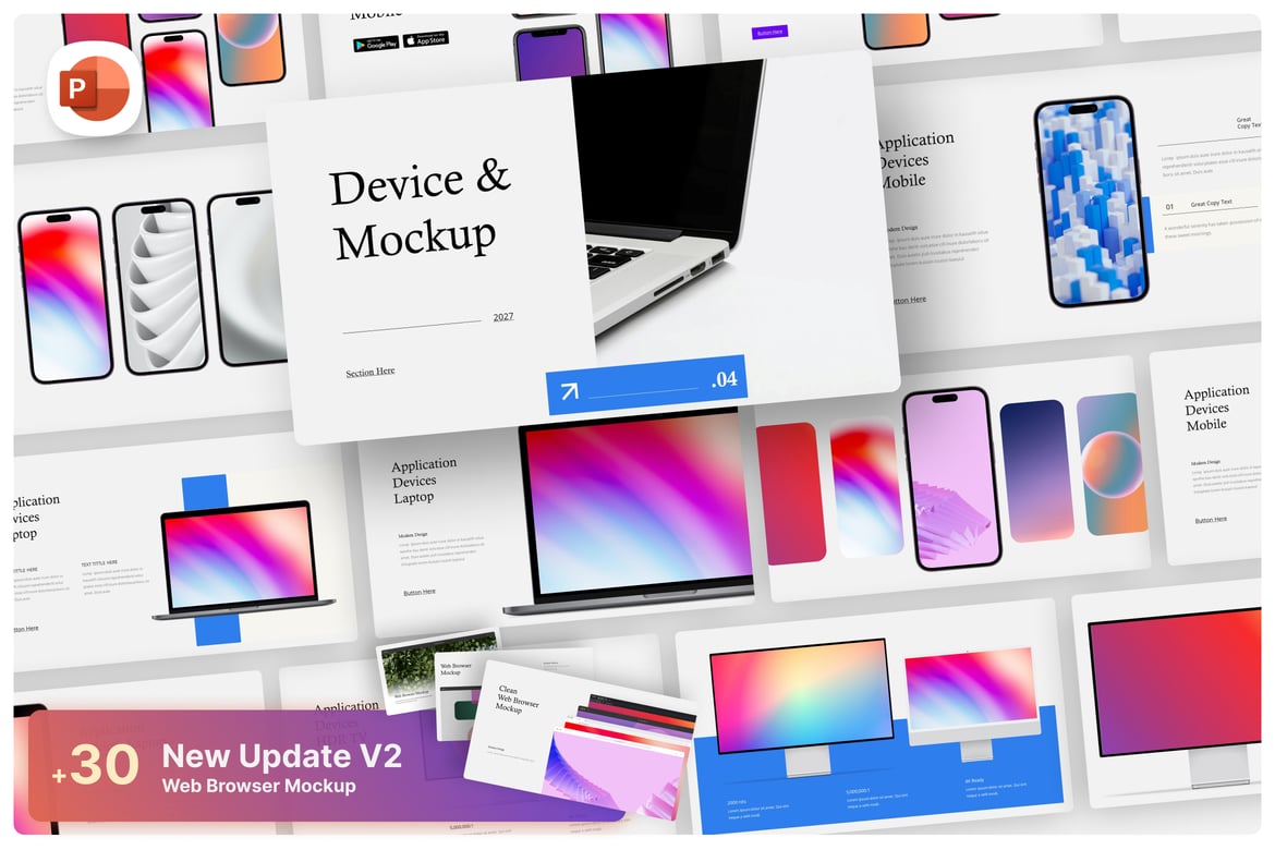 Template Presentasi PowerPoint Mockup Perangkat yang Menarik
