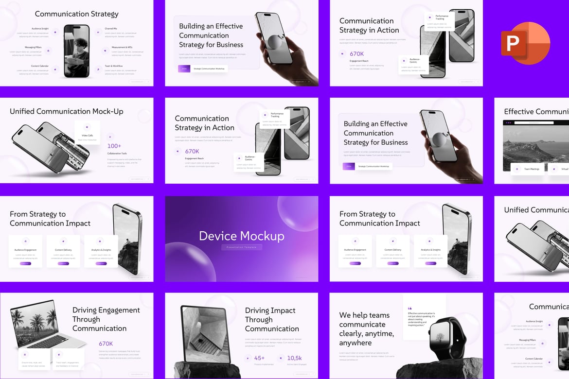 Template Presentasi PowerPoint Mockup Perangkat Digital