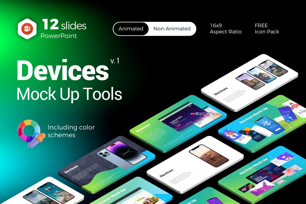 Template PowerPoint Mockup Perangkat Kreatif untuk Presentasi Menarik